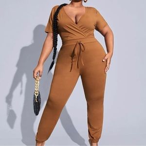 Caramel vneck romper